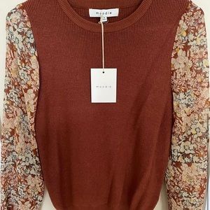 Red dress boutique burnt orange and floral sweater